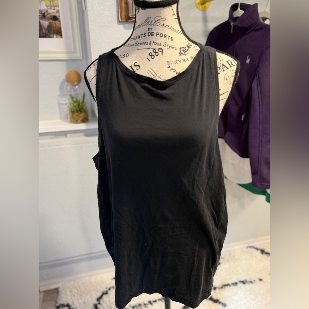 Lululemon Black Scoop Neck Tank Top Relaxed Fit Size 12 14 - Picture 3 of 8